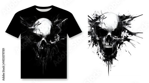 Ornate Skull Design Tee – Gothic Style with Intricate Detailing on White