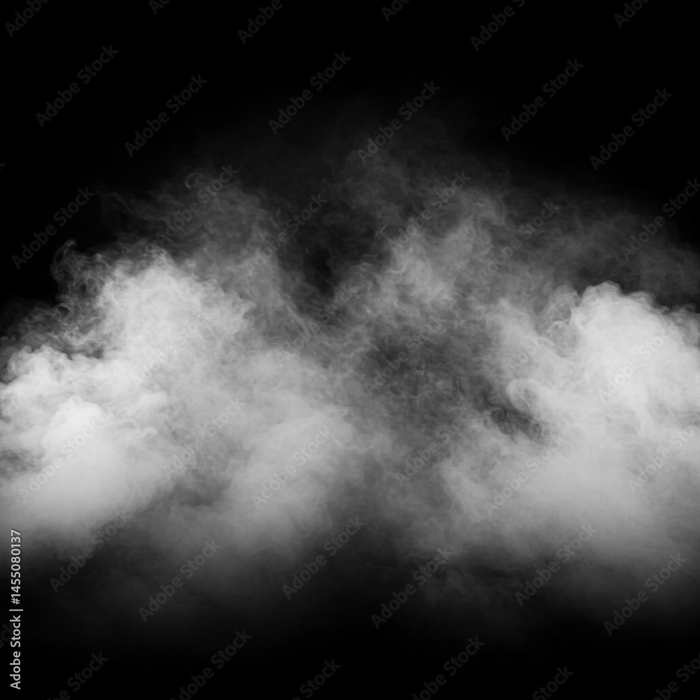 Fototapeta premium Fog cloud on dark black background