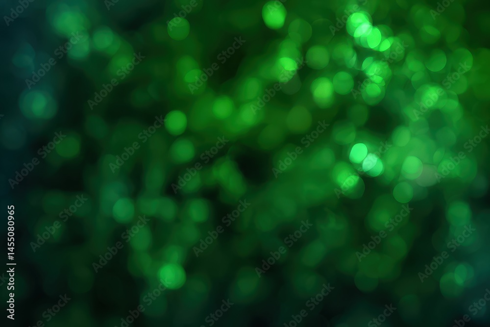 Obraz premium Abstract green bokeh background with light spots.