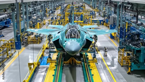 Real Shot of Fighter Jet Production Workshop