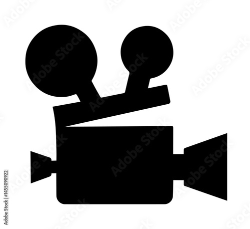 vintage film video camera with reels and lens. cinematography, movie production, filmmaking, video recording, entertainment industry, media, creation, studios, audiovisual design.