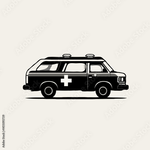 Vintage ambulance illustration on a neutral background  