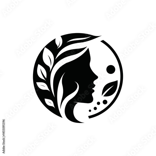 silhouette logo of a graceful, charming, beautiful woman's face