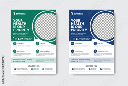 Creative medical healthcare flyer poster template design	