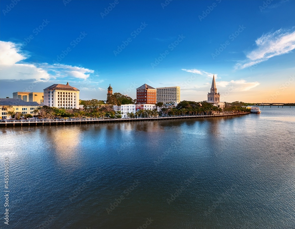 Fototapeta premium charleston south carolina usa skyline over the ashley river