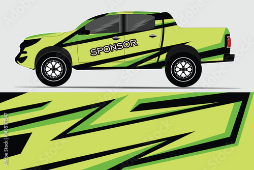 Green and Black Pickup Truck with Bold Graphics