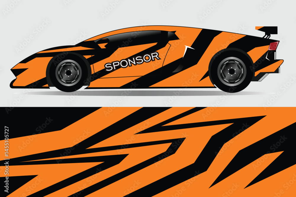 Orange and black racing car with dynamic design