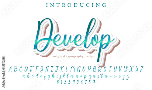 Develop Font Stylish brush painted an uppercase vector letters, alphabet, typeface