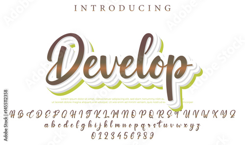 Develop Font Stylish brush painted an uppercase vector letters, alphabet, typeface