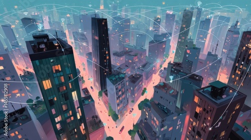 Dusk Descends on a Vibrant Smart City Interconnected by IoT
