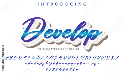 Develop Font Stylish brush painted an uppercase vector letters, alphabet, typeface