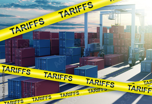 Sea port with cargo contain...