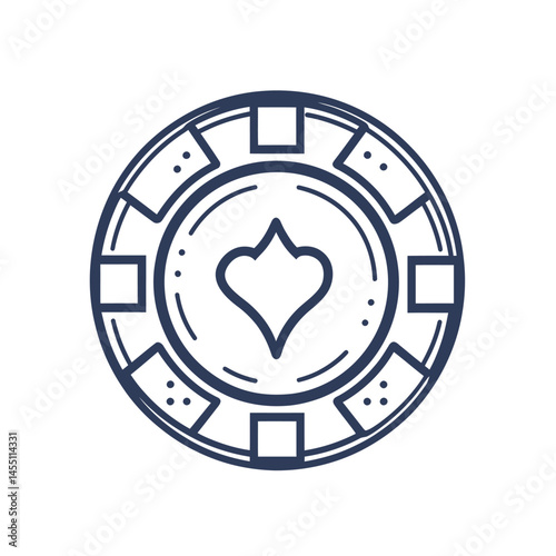 Flat style illustration of a black casino chip icon, simple in design