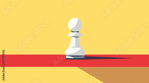 The design of a strategic chess piece is presented in a minimalist animation with a flat front view