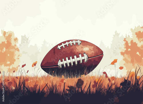 Isolated on a transparent background is a brown rugby ball for a game