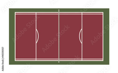 The modern illustration EPS10 features a pickleball court designed in flat style with red and green colors