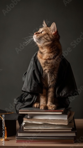 Graduation Celebration With a Proud Cat in Tiny Robes