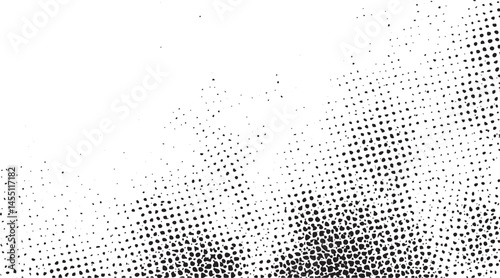 A white background fades into a dense scattering of dark dots.