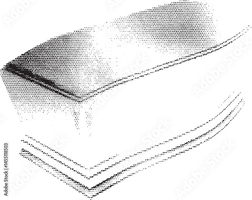 A layered stack of white paper forms a subtle flowing shape.