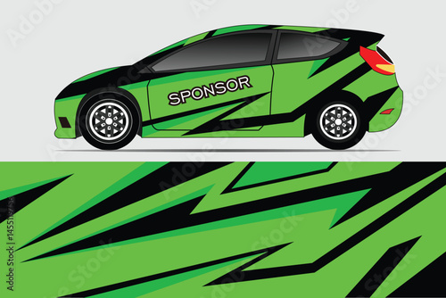 Vibrant Green Racing Car Design with Dynamic Graphics