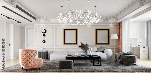 Luxury Redefined: Photorealistic 3D Render of an Elegant Living Room