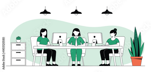 Team Collaboration and Project Planning, Businessmen Discussing Tasks and Workflow Organization Illustration 
