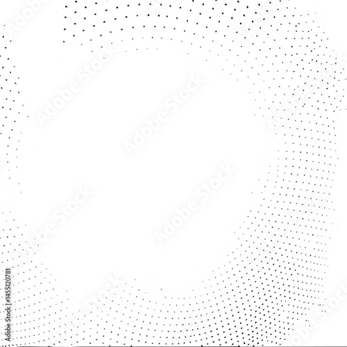A soft rounded shape gradually expands outward with numerous tiny dots.