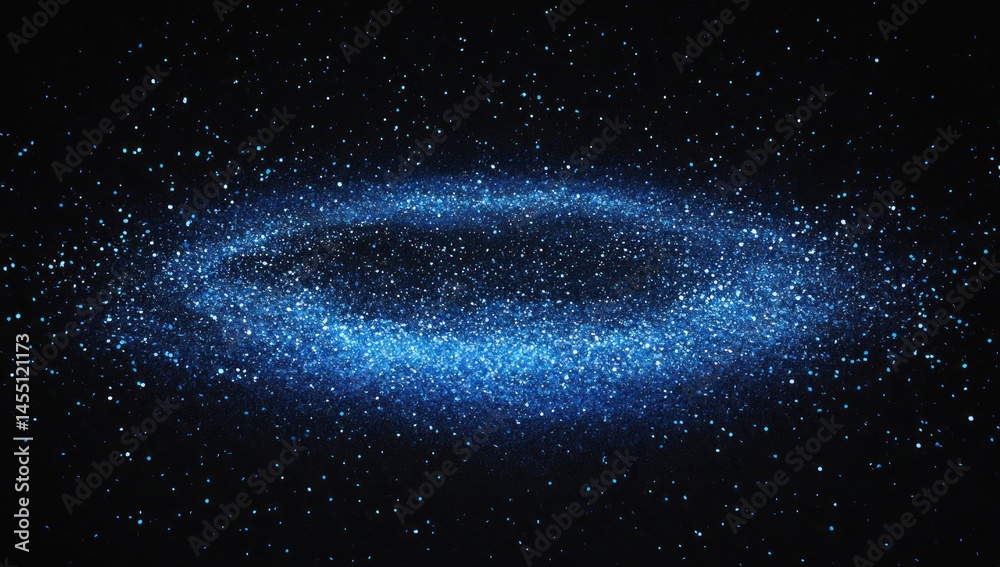 Obraz premium Elegant cosmic ring of glittering particles on a dark canvas background