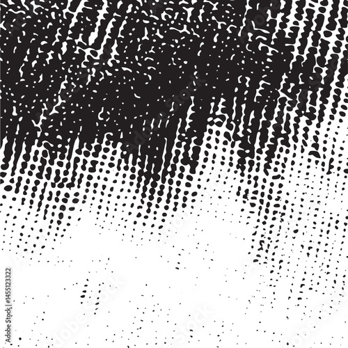 Black and white dots gradually transition from dense to sparse creating a textured gradient.