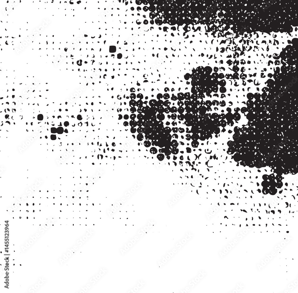 Dense black dots spread across a white background.