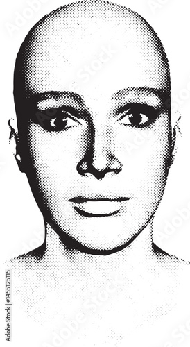 A serene woman gazes intently at the viewer with a contemplative expression.