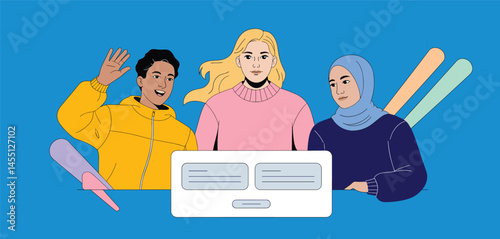 Teamwork and Goal Achievement, Business People Reaching Target Together Concept Illustration 
