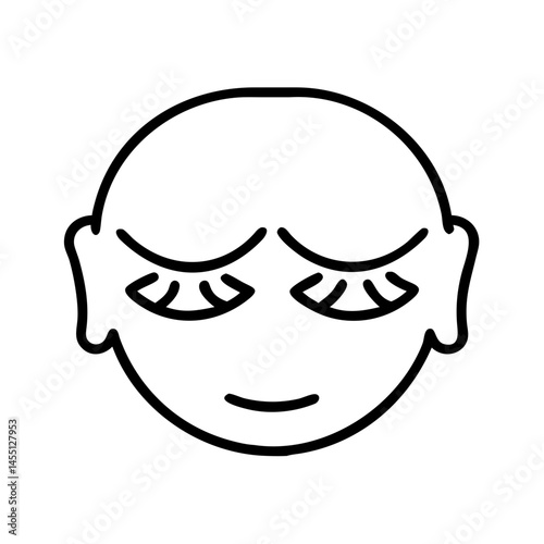black and white outline icon of crescent moon with five stars, minimal night symbol representing sleep time, peaceful evening and bedtime calm