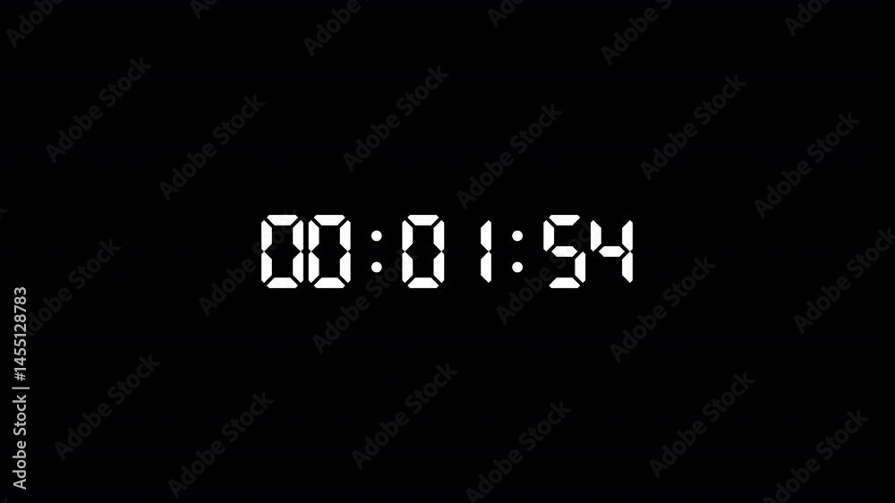 2 minutes digital countdown timer animation from 120 seconds to 0 seconds on transparent background with alpha channel, Animated countdown timer count hour minutes and seconds, Countdown video 2 minutes digital countdown timer animation from 120 seconds to 0 seconds on transparent background with alpha channel, Animated countdown timer count hour minutes and seconds, Countdown video