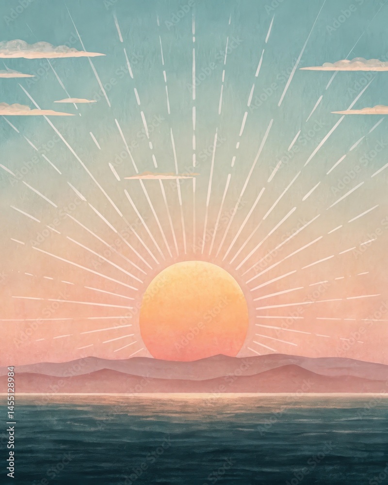 A sun rising over a horizon signifying new beginnings and the hopeful realization that accepting oneself can lead to brighter days ahead.