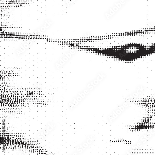 A close-up portrait reveals a face densely patterned with dark dots.