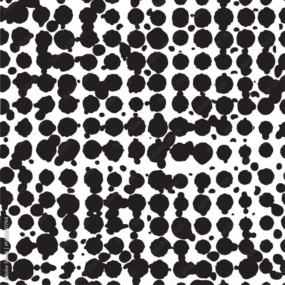 Fototapeta premium A dynamic abstract of black and white circular dots covers the entire composition.