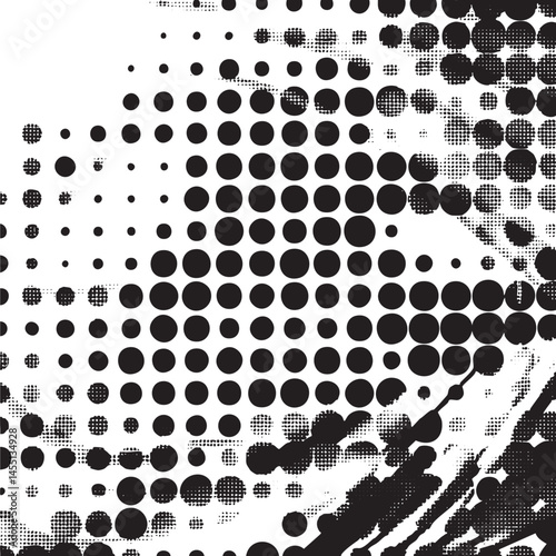 A densely packed arrangement of black and white circles forms a radiating .