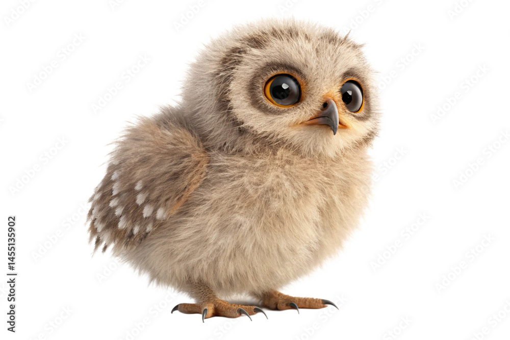 Fototapeta premium Cute Owl Chick, isolated on transparent background enerated by ai