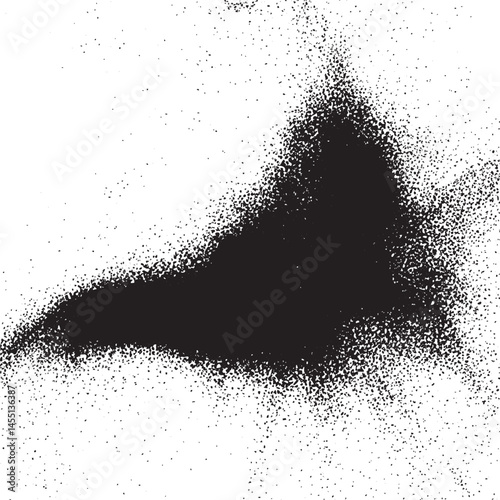 A dark textured shape spreads across a bright white background.