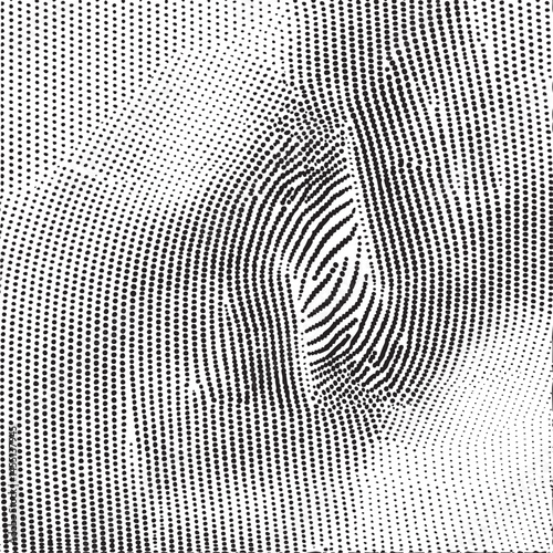 A textured abstract of closely spaced dark dots against a lighter background creates an illusion of depth and movement.