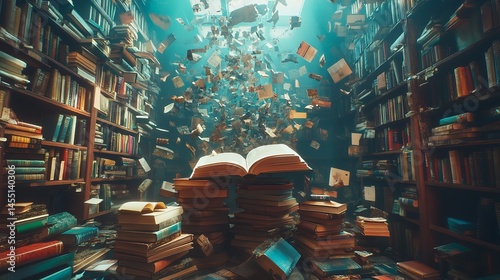 Art style collage reflects the concept of reading books, symbolizing the joy of literary exploration.

 photo