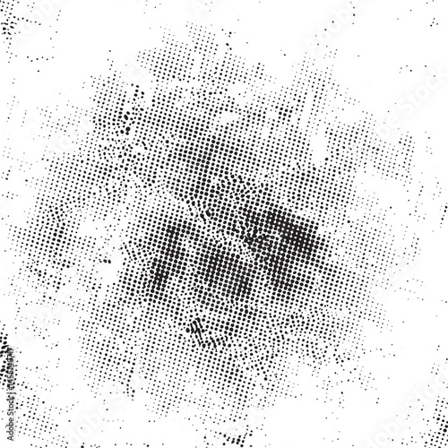 A close-up view reveals a blurred human eye against a textured speckled background.