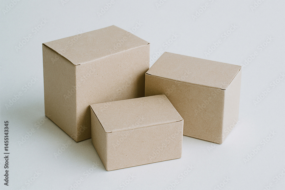Eco friendly cardboard boxes in minimal clean setting