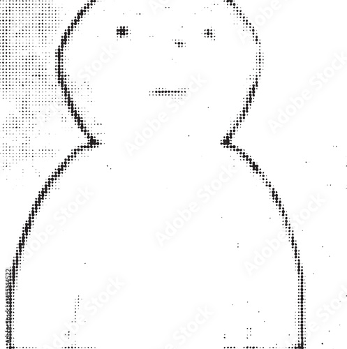 A grayscale silhouette of a person looking upwards with a slight smile.