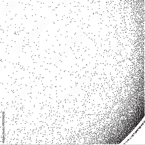 A dense scattering of small dark dots covers a textured background.