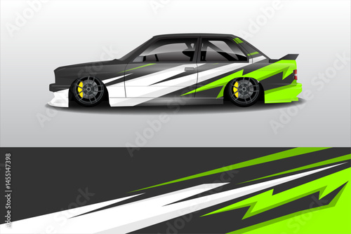 Sleek modified car design with vibrant graphics