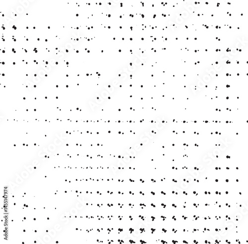 A dense arrangement of small dark dots forms a textured across the white background.