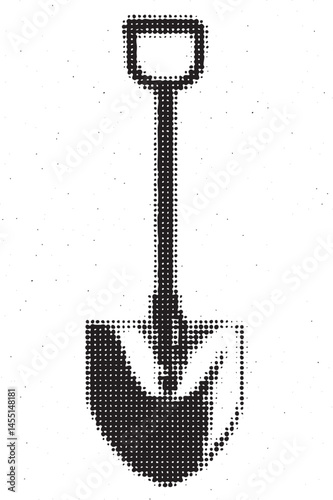 A simple black-and-white of a sturdy shovel.