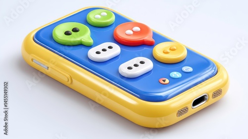 A colorful toy phone with interactive buttons and symbols ideal for educational or playful des